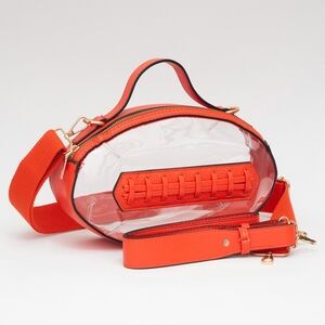 Orange Clear Transparent Bag Football Purse Crossbody Statement Womens Accessory